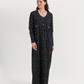 Nightgown with floral print, lace edges, and high-waisted cut