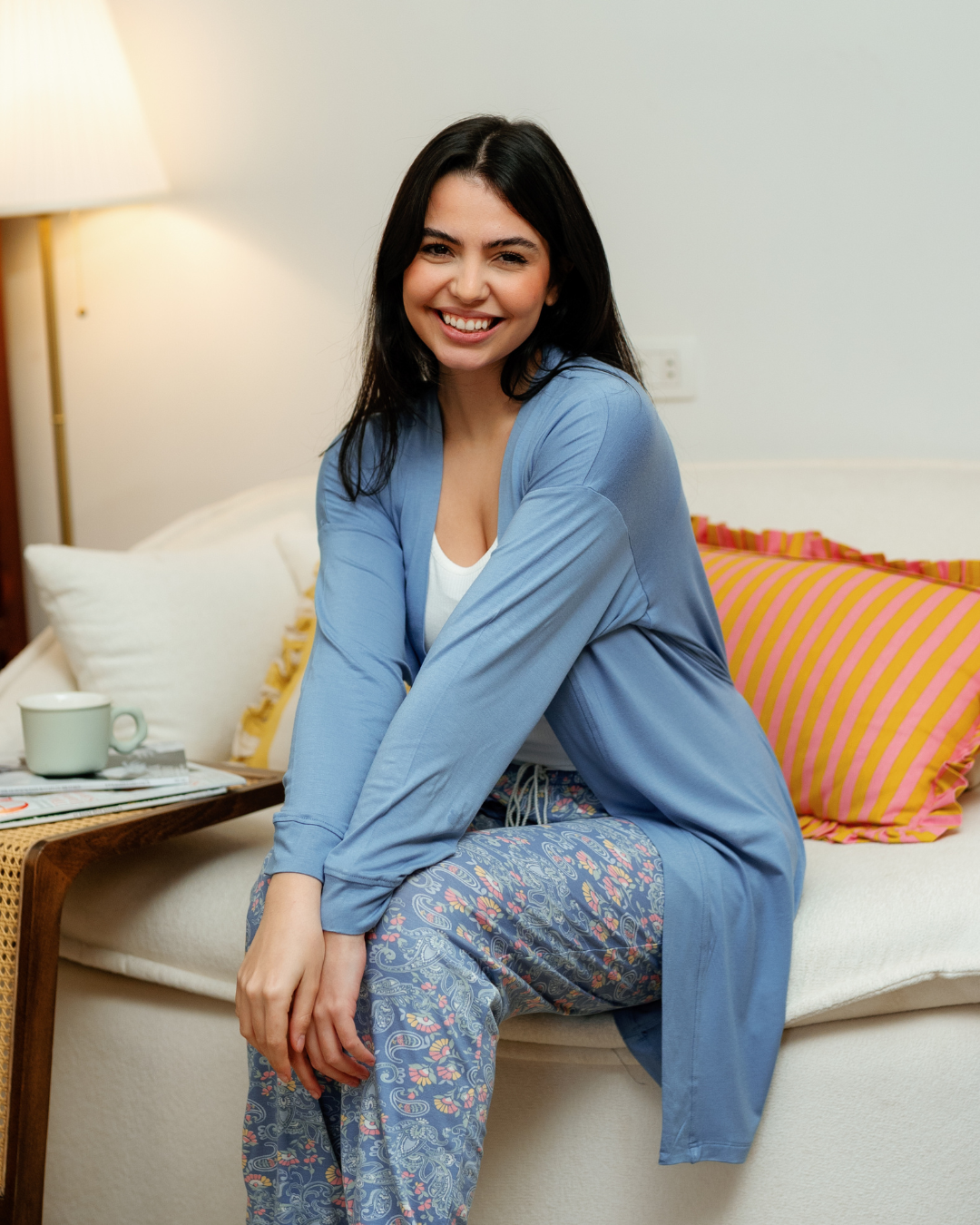 بيجاما حريمي 3 قطع اشكال هندسيه و ورود