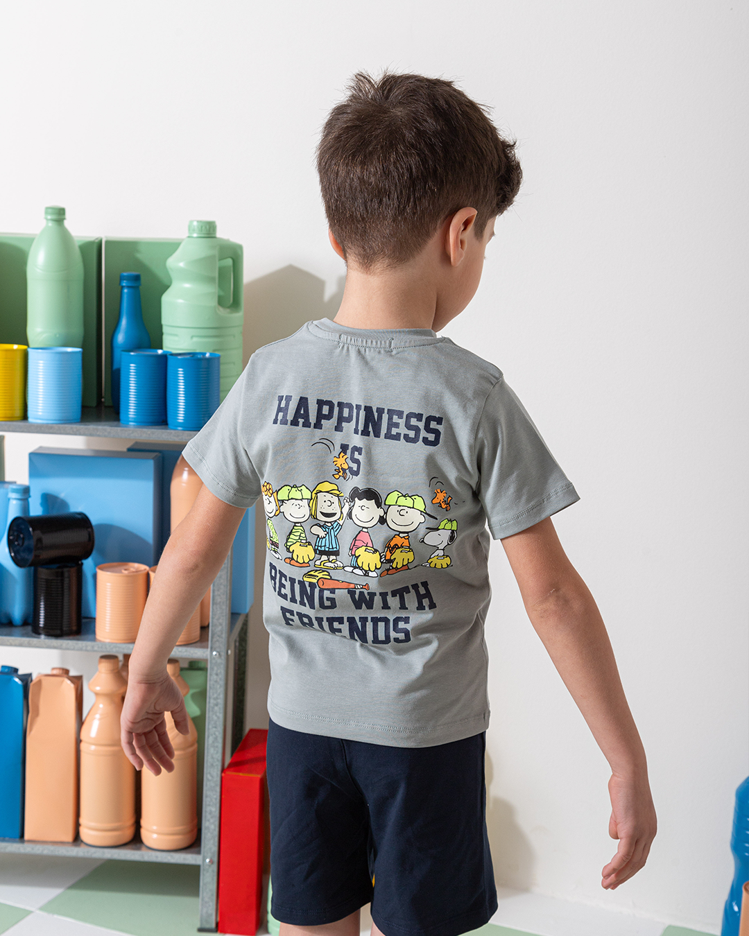 MARVY Peanuts Friends بيجامة اولادي وسط فضي