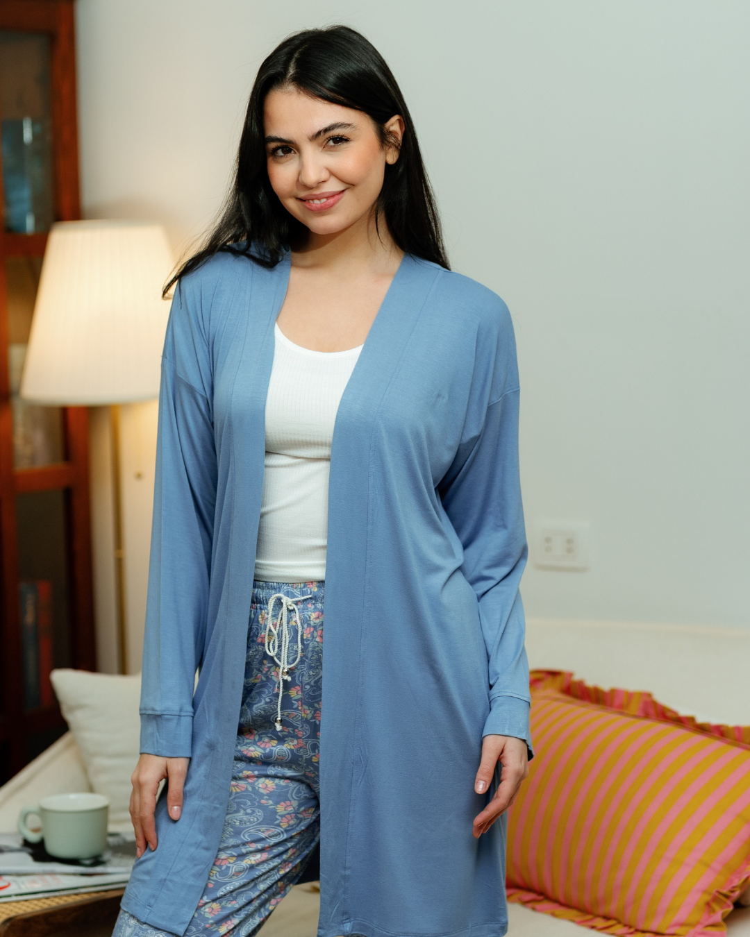 بيجاما حريمي 3 قطع اشكال هندسيه و ورود