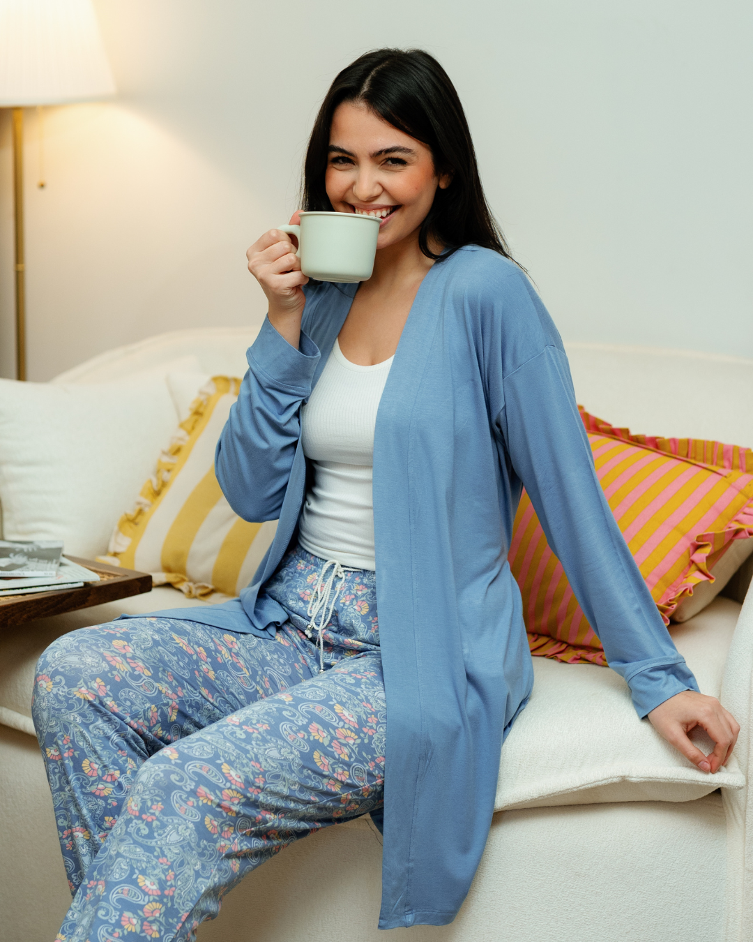 بيجاما حريمي 3 قطع اشكال هندسيه و ورود