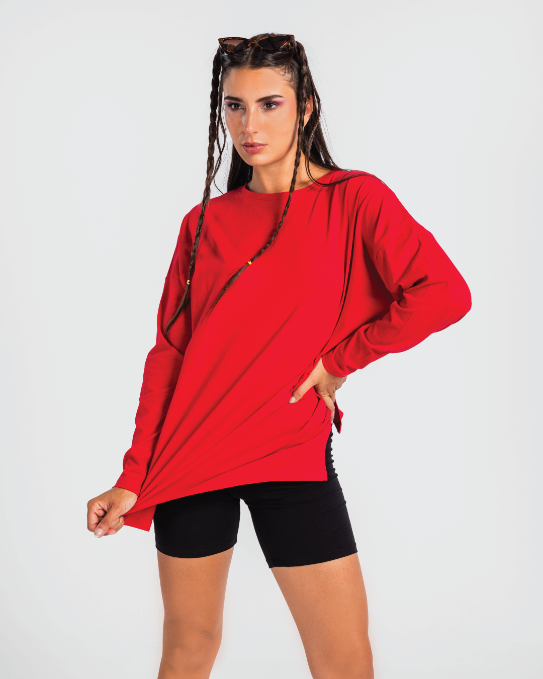 تي شيرت حريمي ساده اوفر سايز قطن