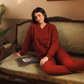 Melton loungewear set with front buttons
