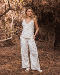 Mini hearts Pajama Pants and strap top Pointelle