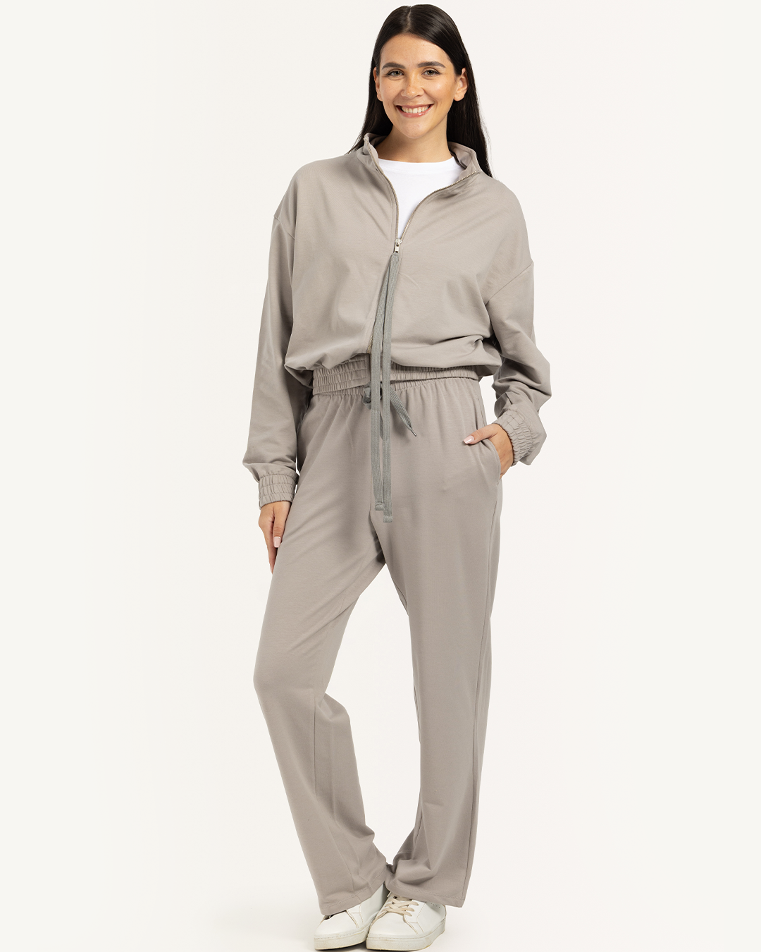Women tracksuit high neck in soft colors