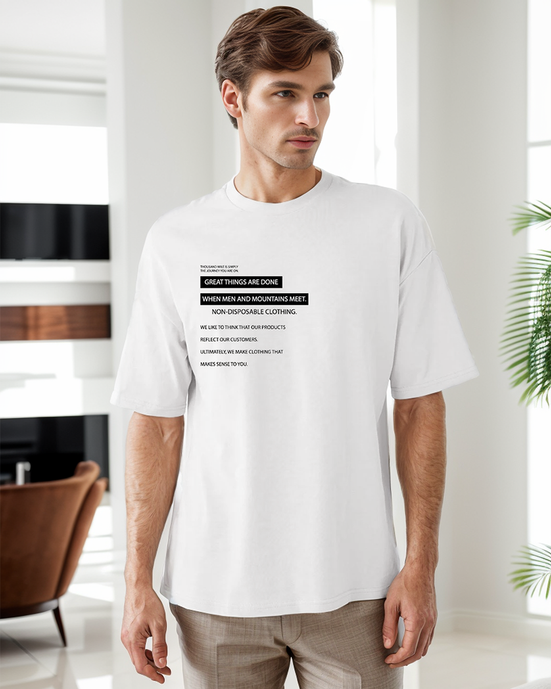 Great Things are done تيشرت رجالي نص كم