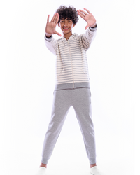 Statment boys' pajamas, jacket with cabochon + printed pants