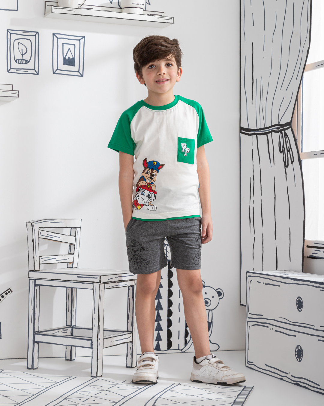 Paw Patrol بيجاما اولادي نص كم وشورت قطن