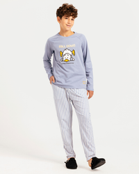 Junior boys' long-sleeve pajama with striped pants