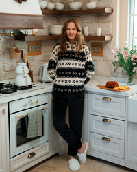 High Collar Pajama White and Black