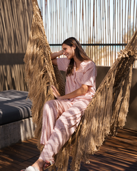 Blue andalusian Women's pajamas with half sleeves and buttons