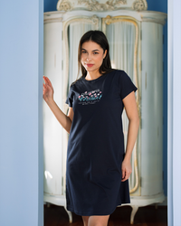 Colorful Flowers قميص نوم حريمي نص كم