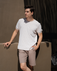 Jacquard men's pajamas with half sleeves and shorts