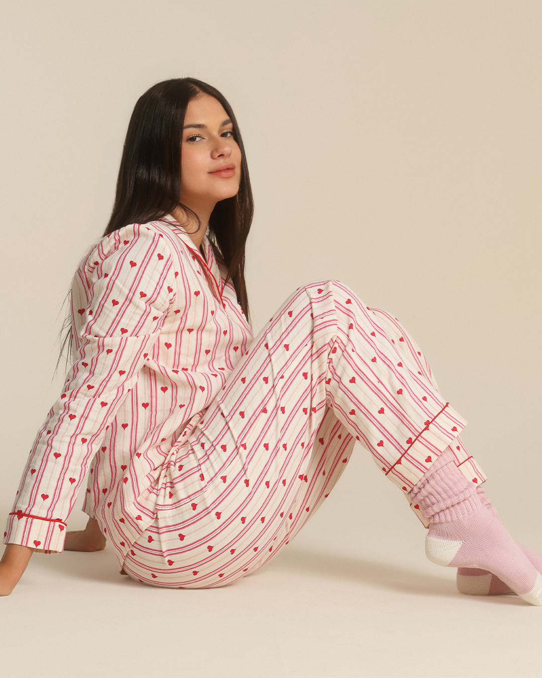 Heart stripe Women Classic Pajama