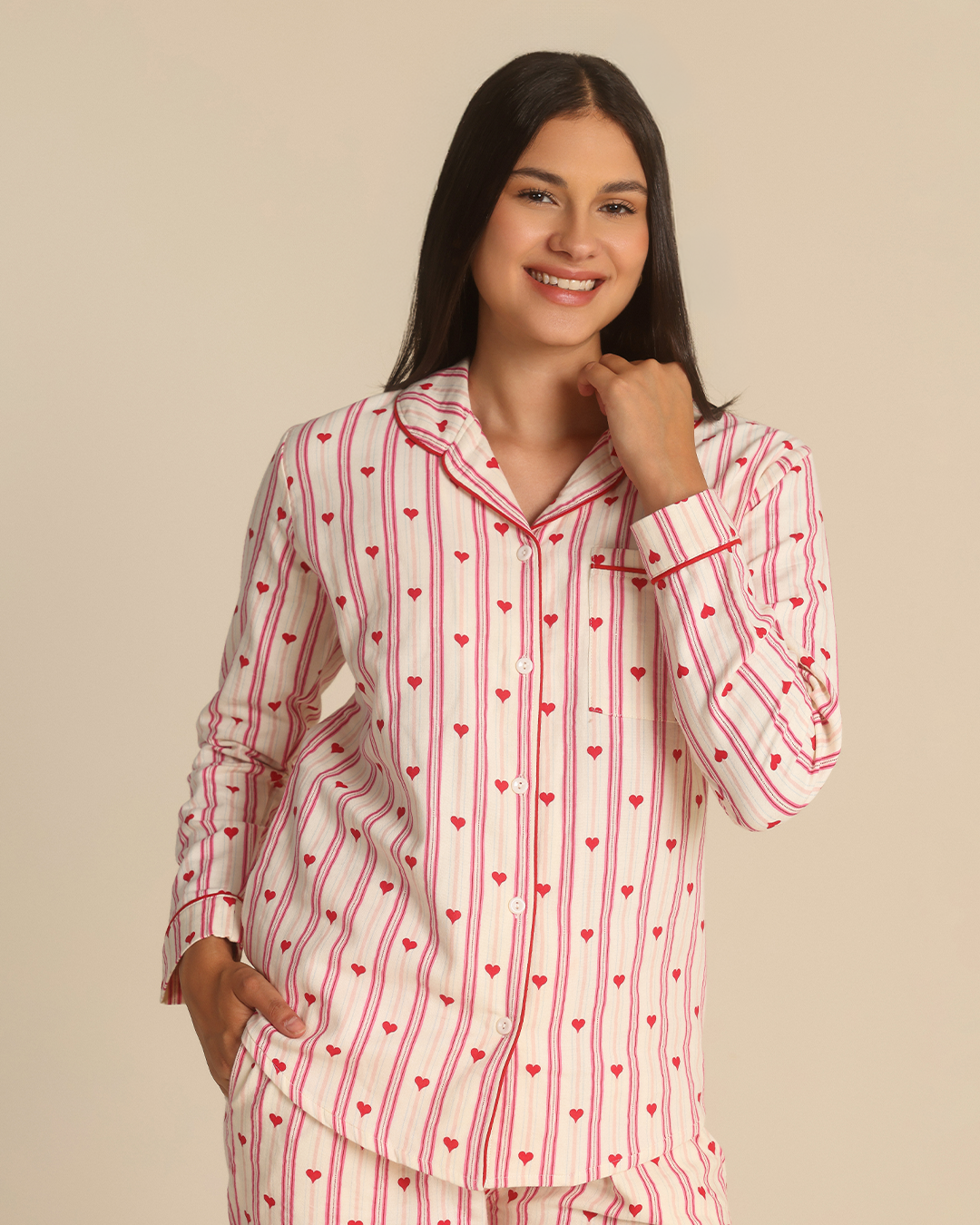 Heart stripe Women Classic Pajama