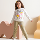 Best vibes Girls' pajamas, Rowand Milton, 2 printed cuts on the chest, cuffs and sleeves + printed trousers