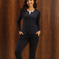 Ribbed Button-Front Pajamas