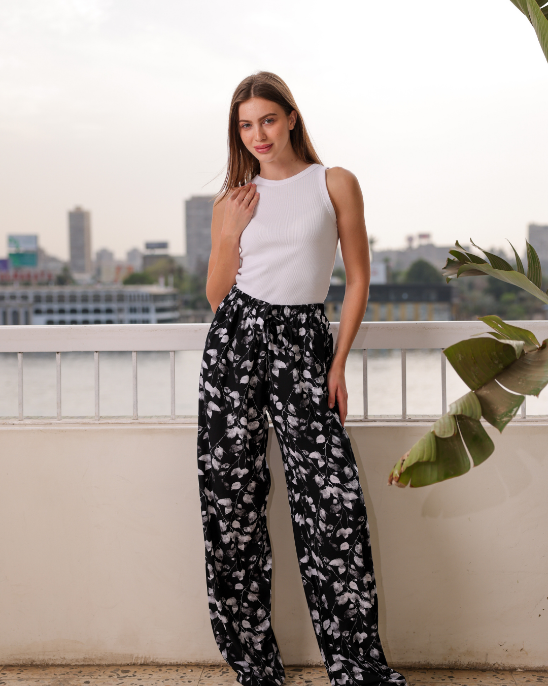 بنطلون فسكوز حريمي مشجر