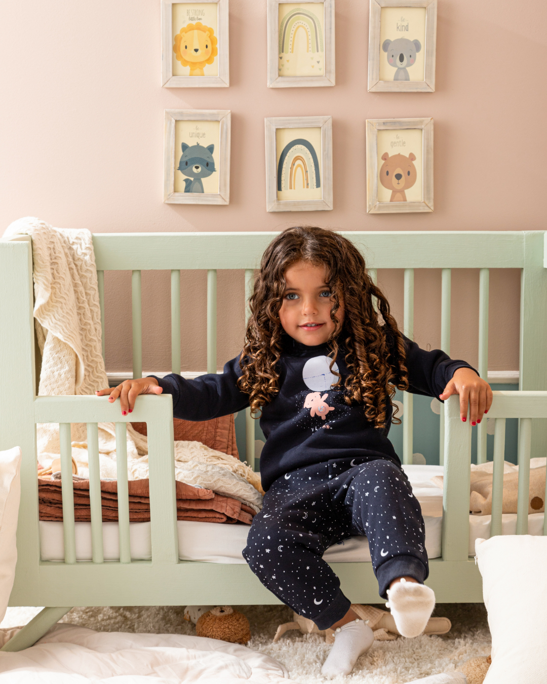 Shoot for the moon baby girls' melton cotton pajamas