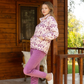 Boho Tribal Women's Pajamas Zippered Fur Jacket and Cotton Velor Pants