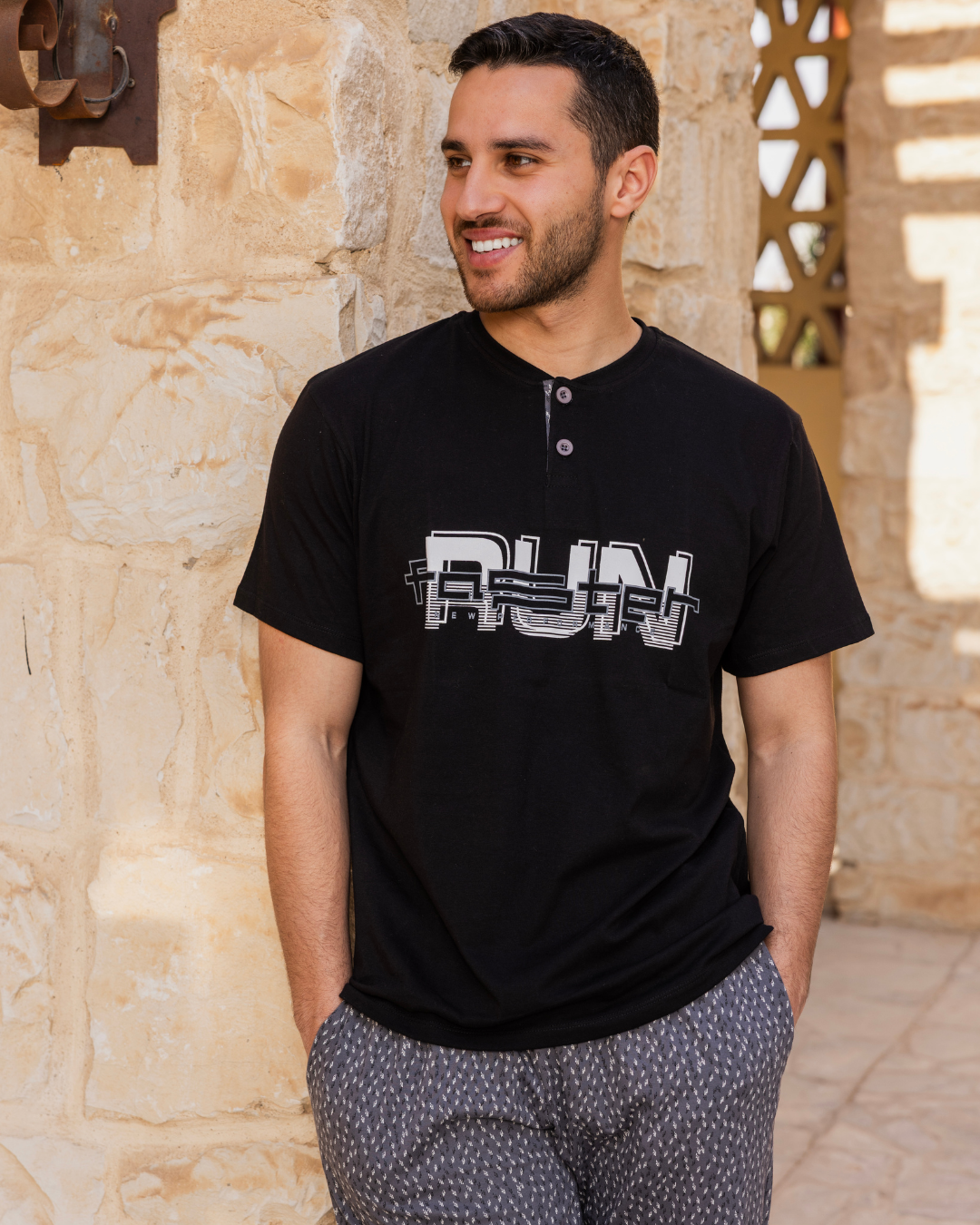 run men's half-sleeve pajamas and polo pants