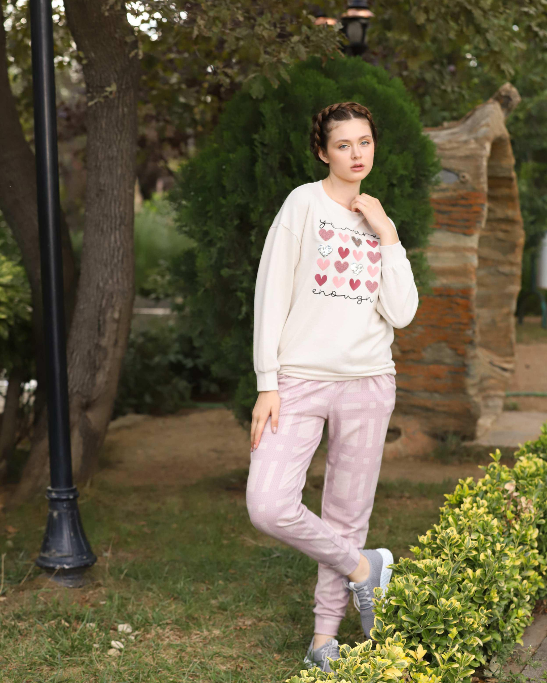 you are enough women's pajamas with hearts
