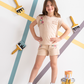 Girls' pajama set and shorts printed with flowers
