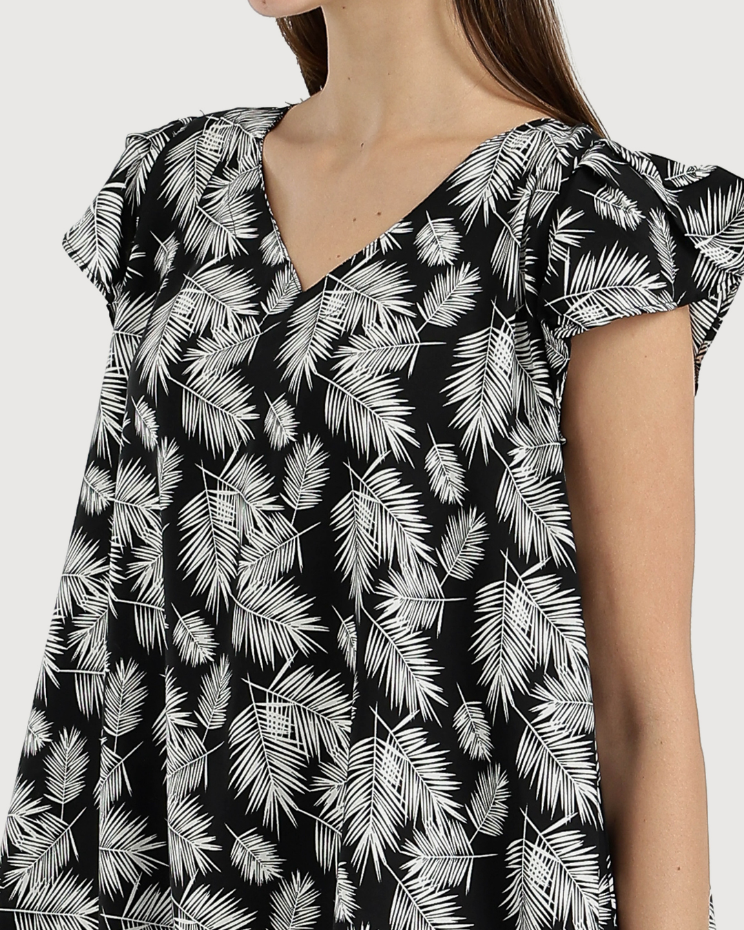 قميص فسكوز قصير مروحه