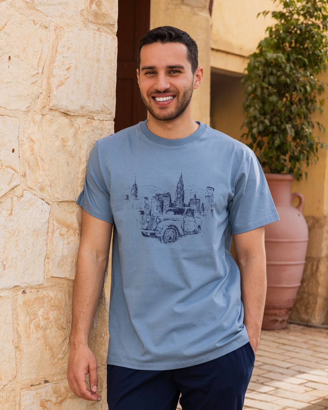 roads and car men's pajamas, sleeves and pants