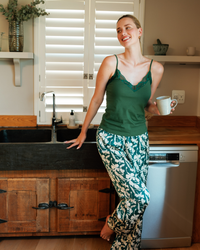 Satin Pants Pajama with Flowers