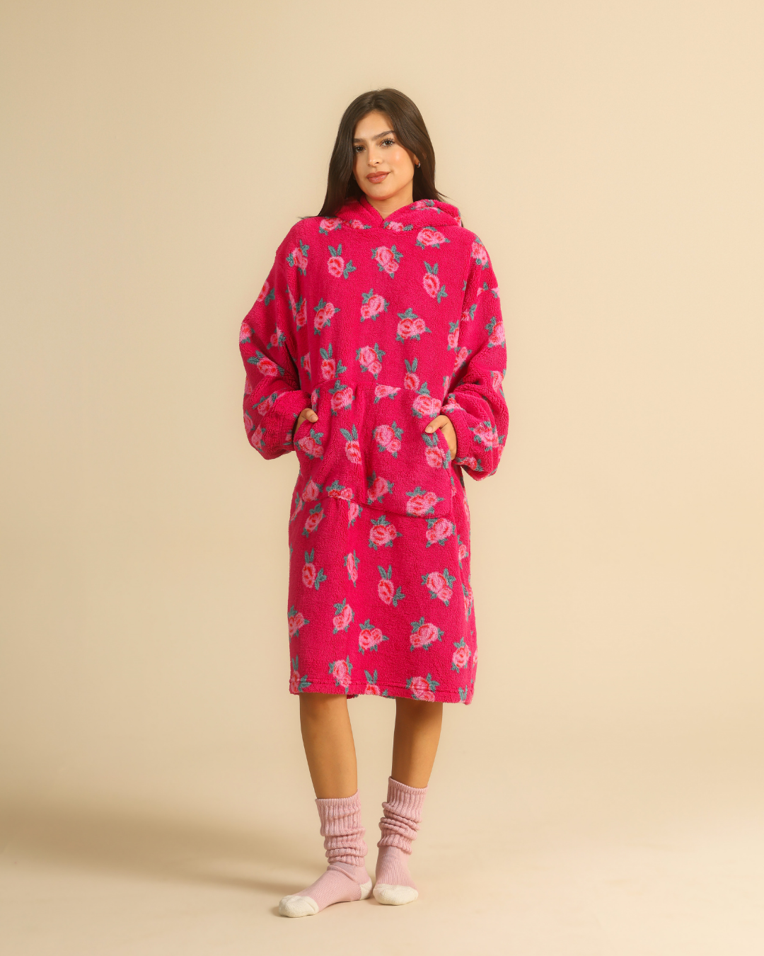 Big Colorful Roses Women Wearable Blanket