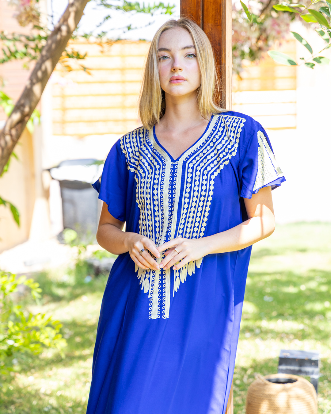 قميص فسكوز 6 نص كم ساده مطرز