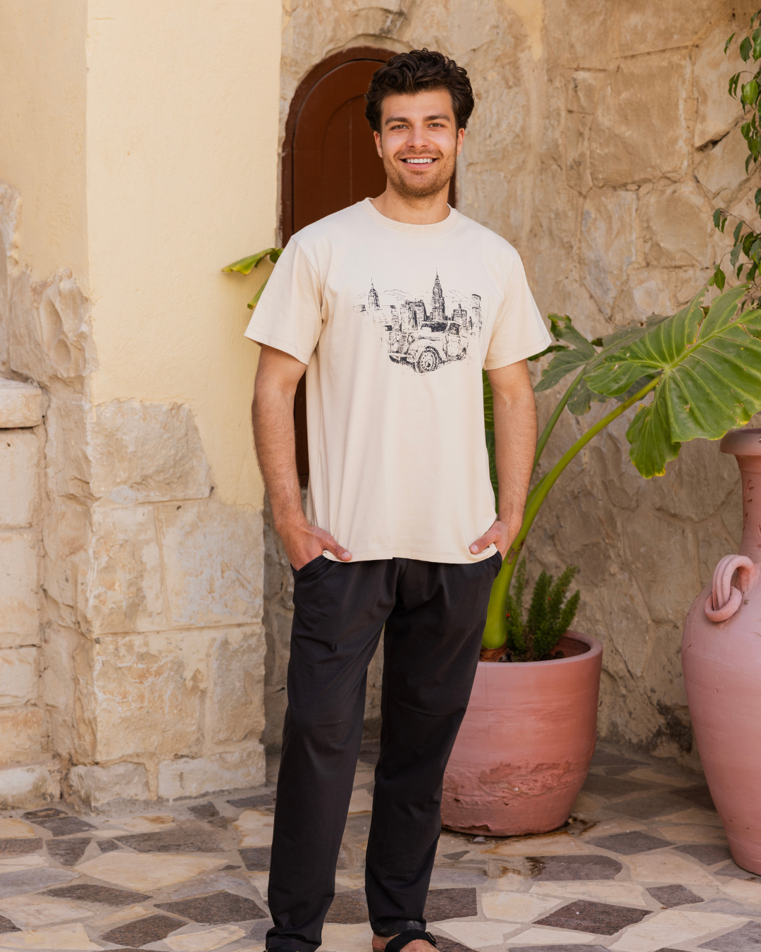 roads and car men's pajamas, sleeves and pants