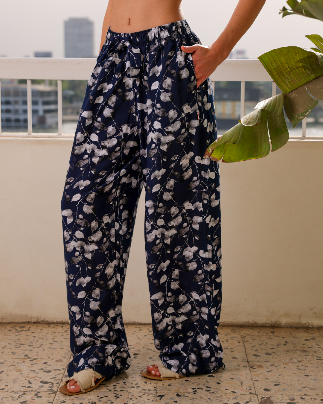 بنطلون فسكوز حريمي مشجر