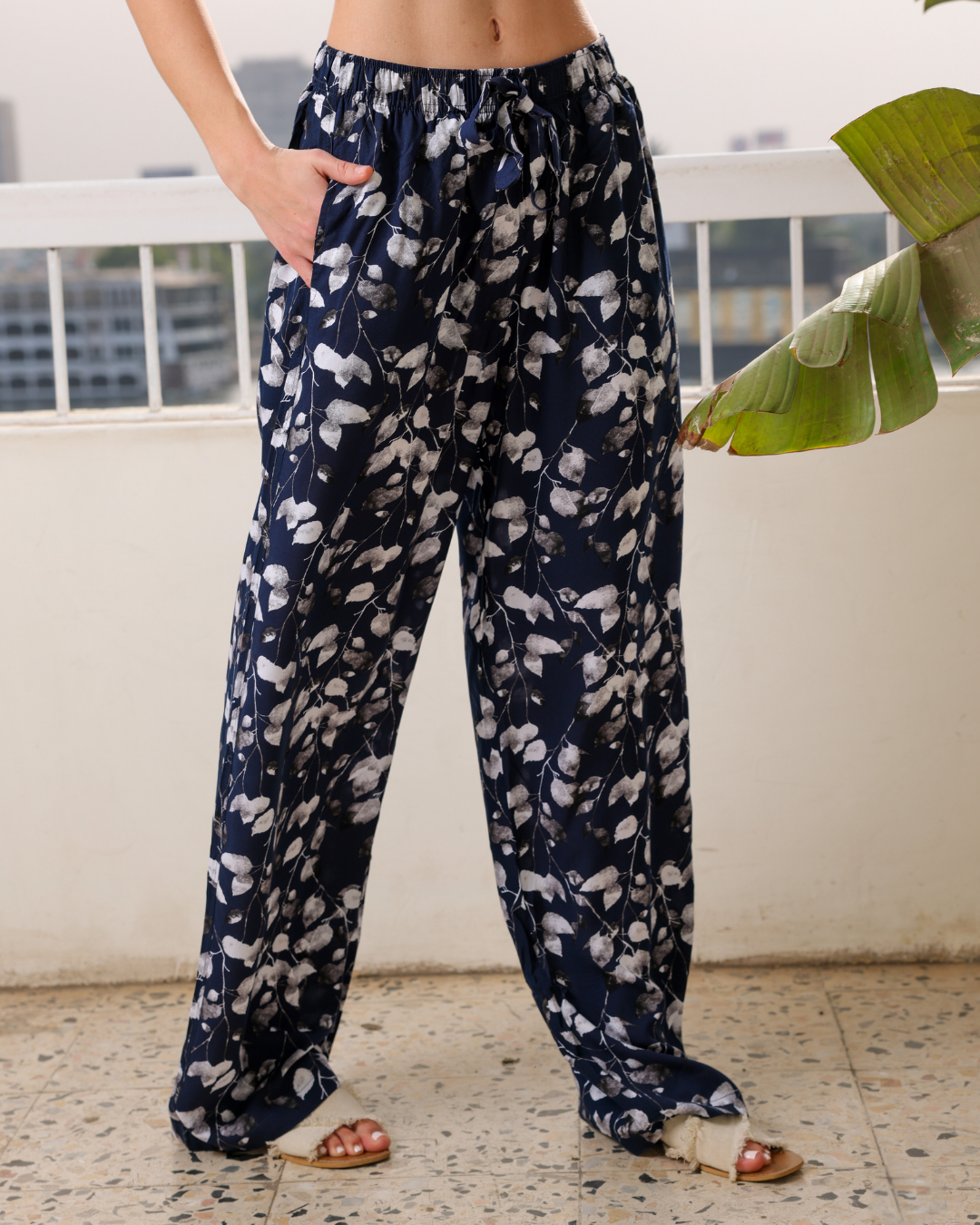 بنطلون فسكوز حريمي مشجر