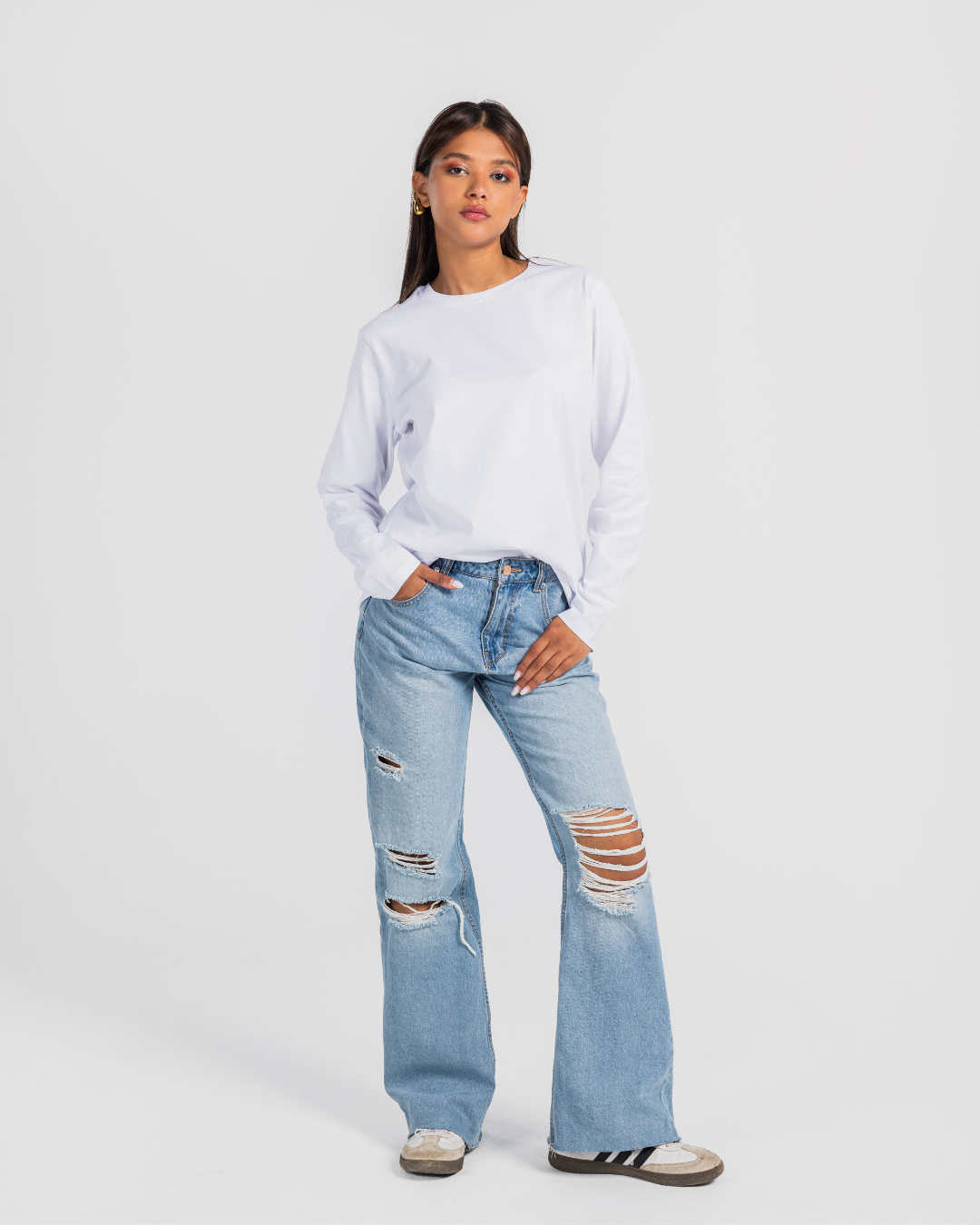 تي شيرت حريمي بكم ساده