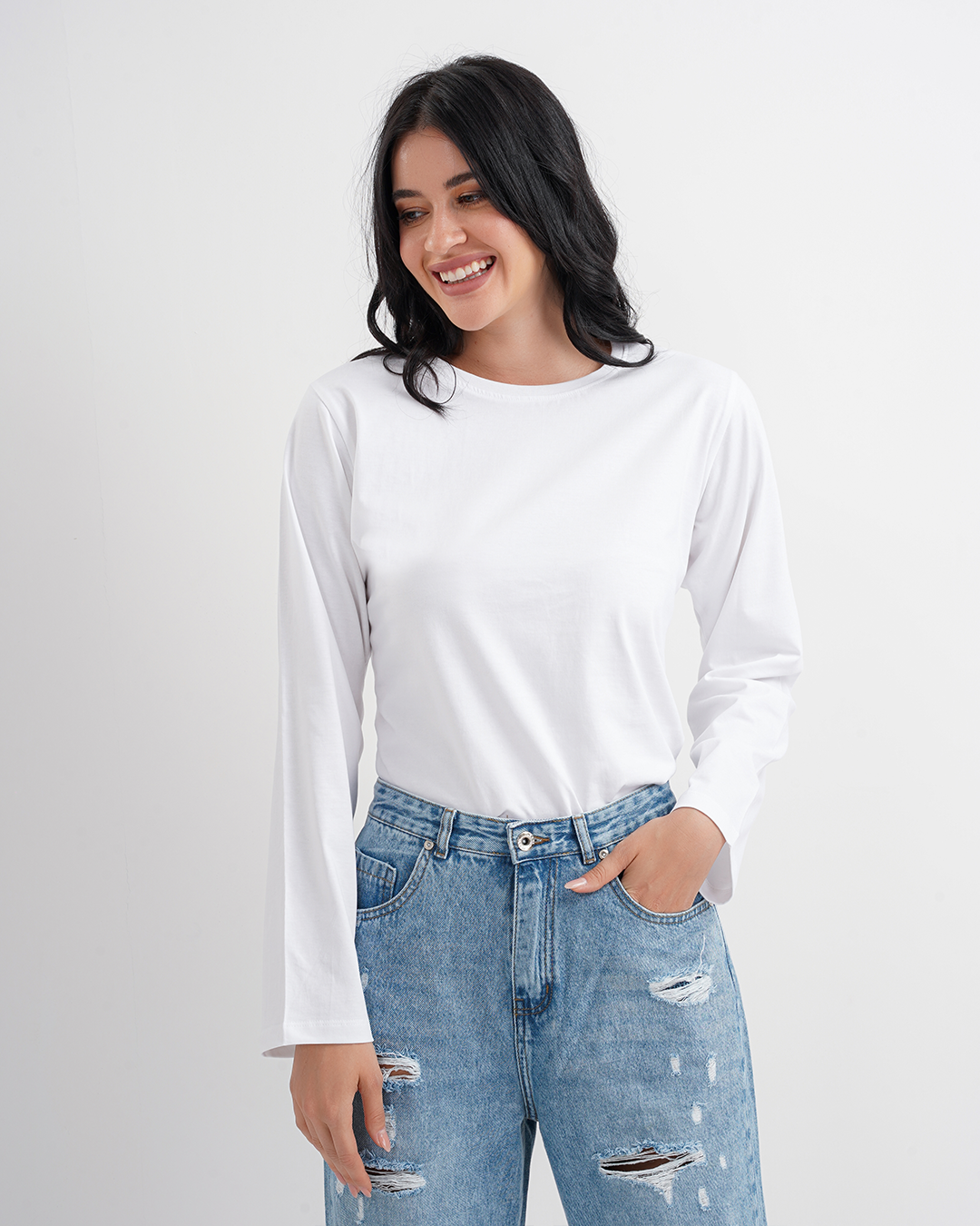 تي شيرت حريمي بكم ساده