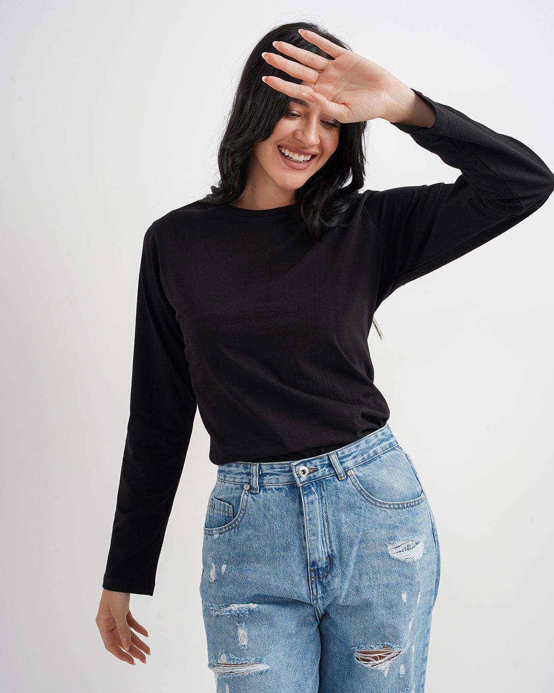 تي شيرت حريمي بكم ساده