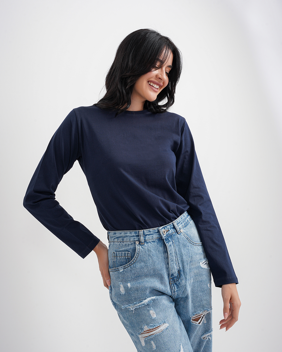 تي شيرت حريمي بكم ساده