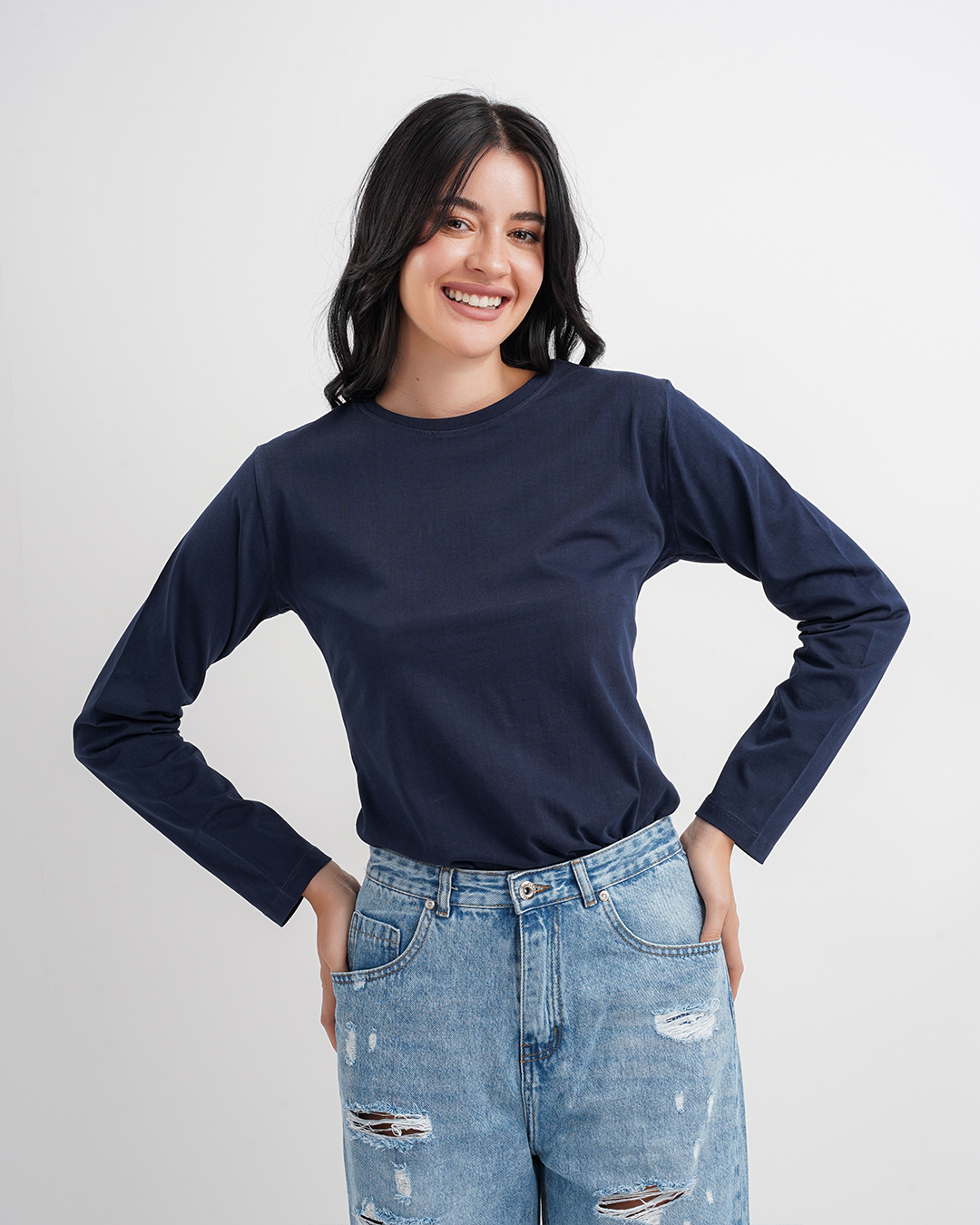 تي شيرت حريمي بكم ساده