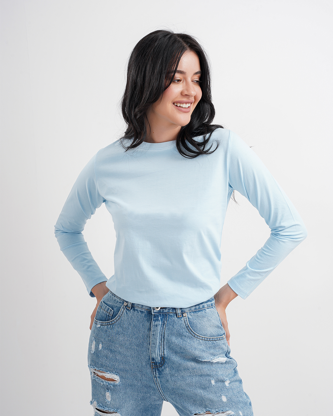 تي شيرت حريمي بكم ساده