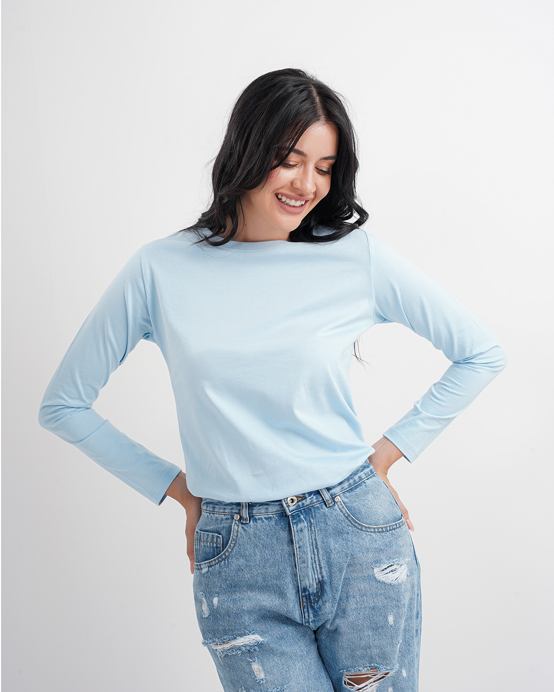 تي شيرت حريمي بكم ساده