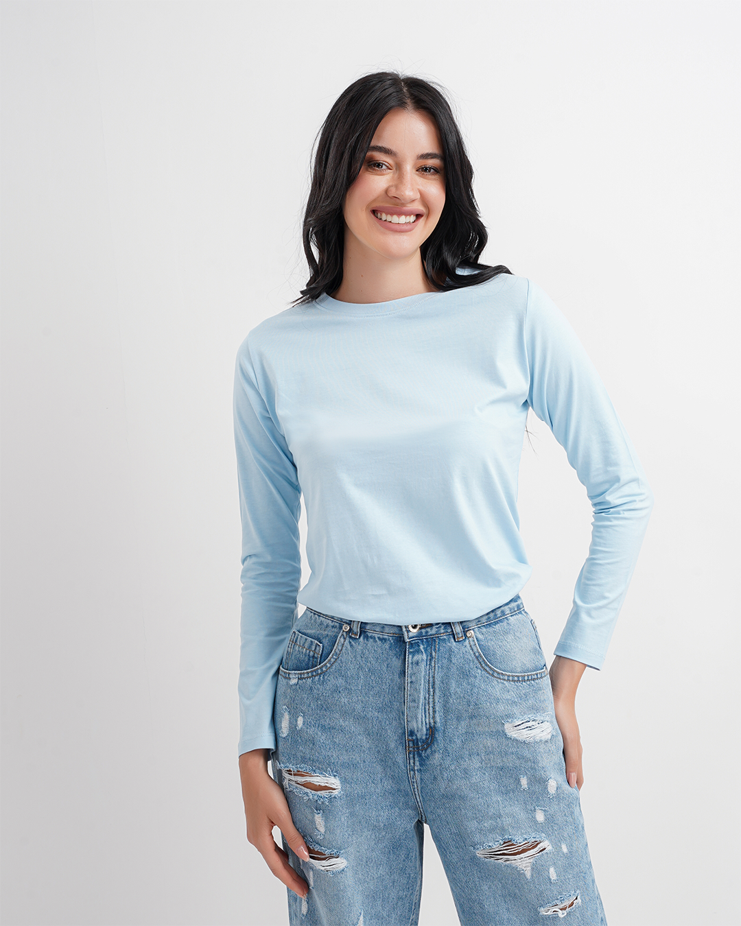 تي شيرت حريمي بكم ساده