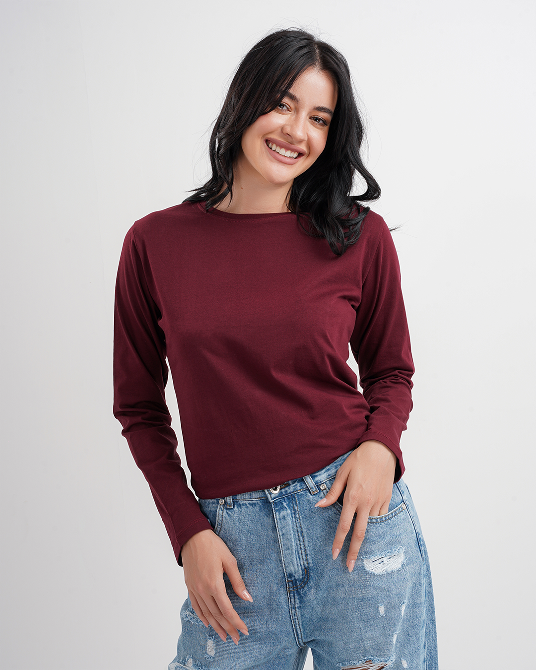 تي شيرت حريمي بكم ساده