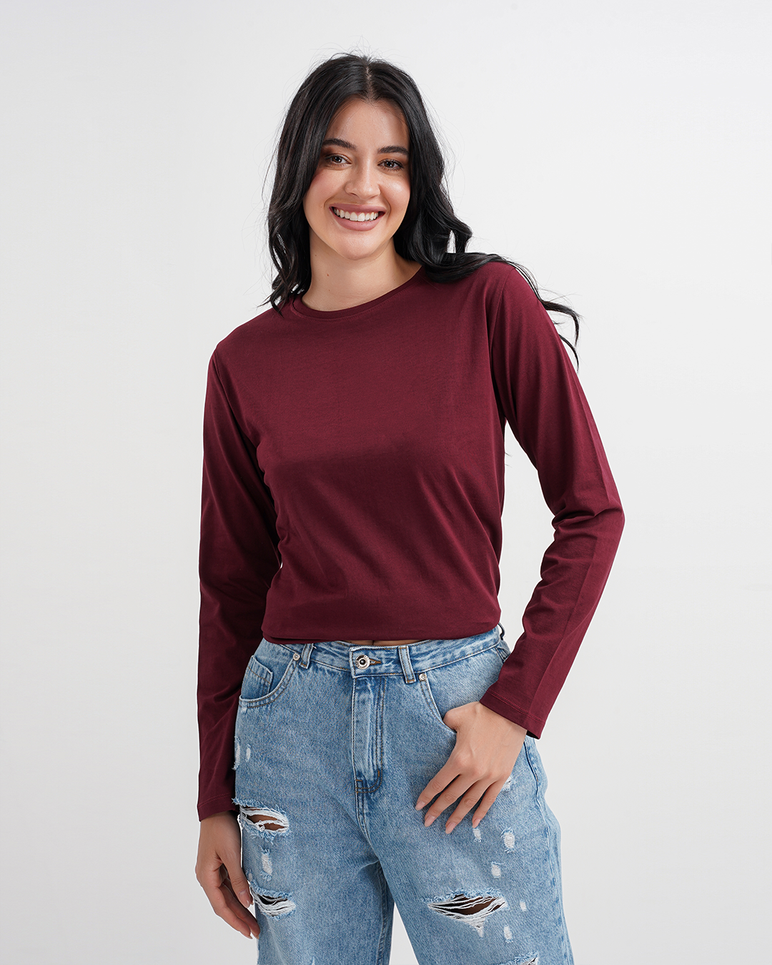 تي شيرت حريمي بكم ساده