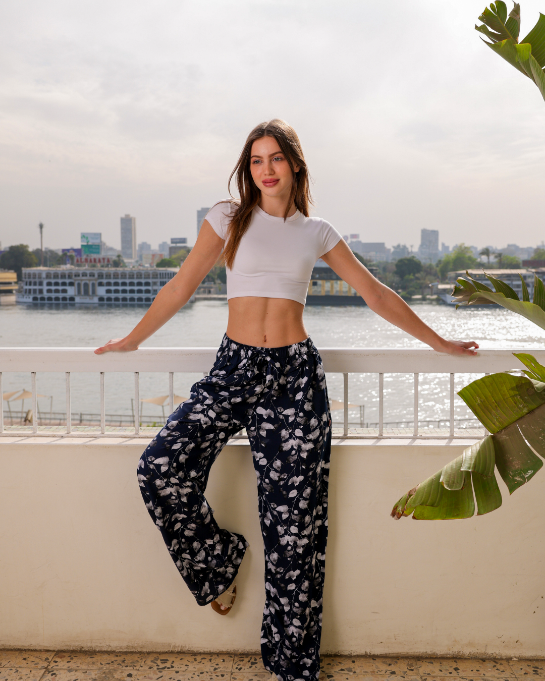 بنطلون فسكوز حريمي مشجر