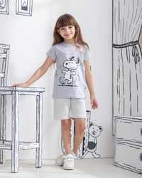 Snoopy dancing girls half sleeve pajamas