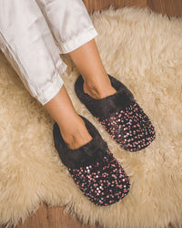sparkly pink sequin women's slippers