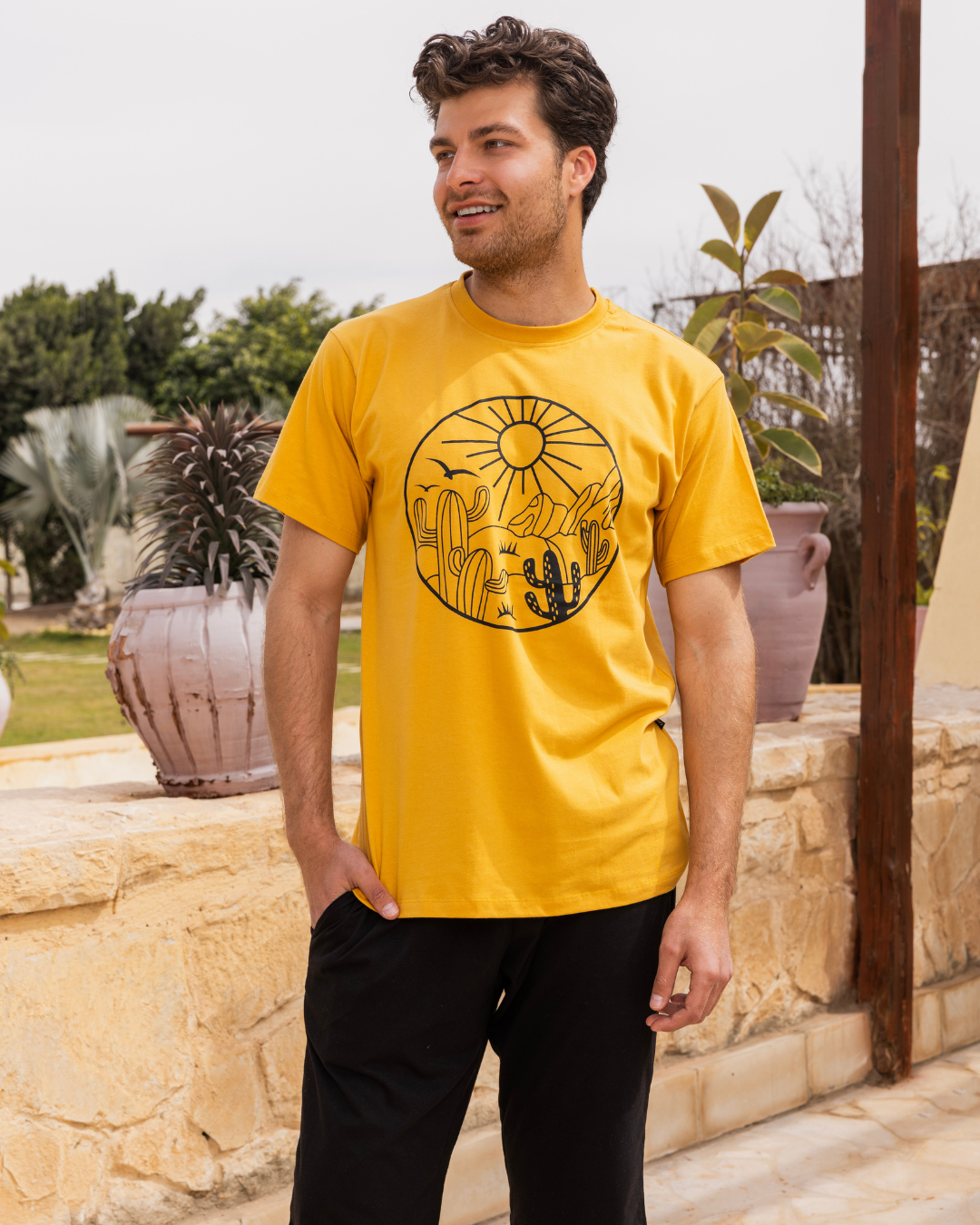 road and sun men's pajamas, half sleeves and pentacourt