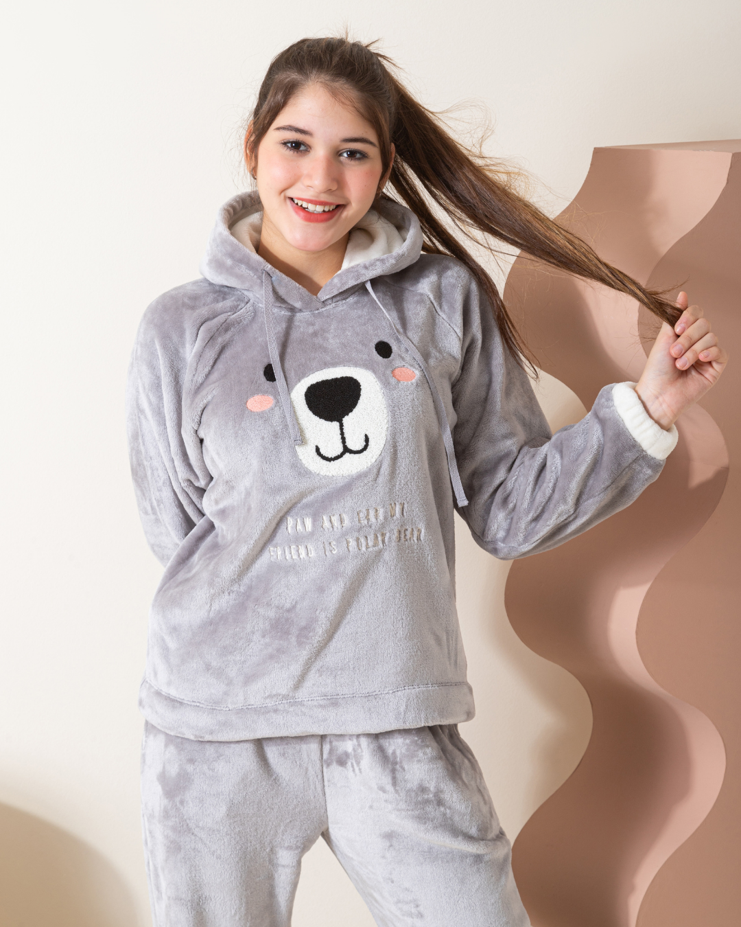 Dream Bear بيجاما بناتي بولار كُم طويل